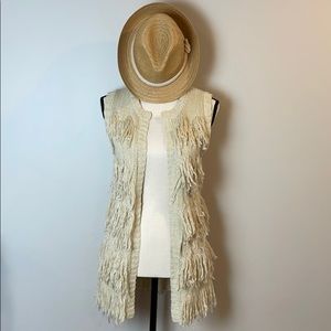 Boho Knit Fringe Open Vest